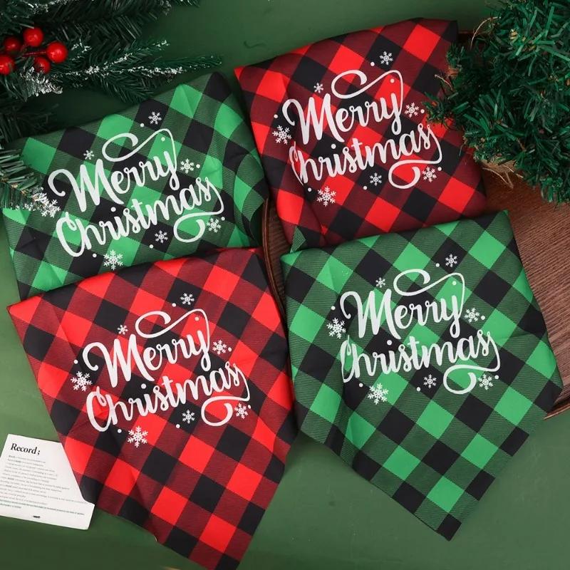 20/10/1Pcs Pet Triangle Scarf for Large Dog Christmas Party Dog Bandanas Dog Cat Red Santa Claus Letter Pattern Pet Supplies