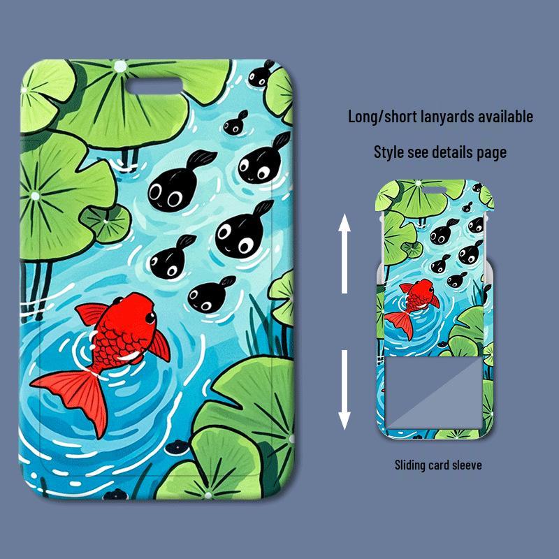 Tadpole Cartoon Sliding Cover ID & Meal Card Holder for Students/Work Access