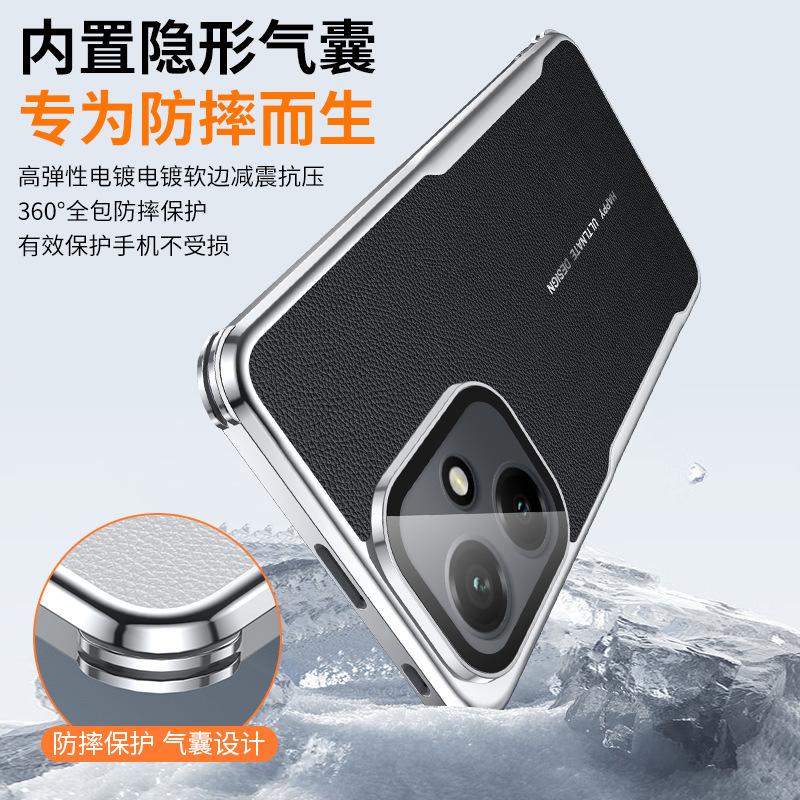 Applicable To Honor 111pro Mobile Phone Case Plain Leather Lens Holder Honor 111 All-inclusive Anti-drop New Protective Cover Tide