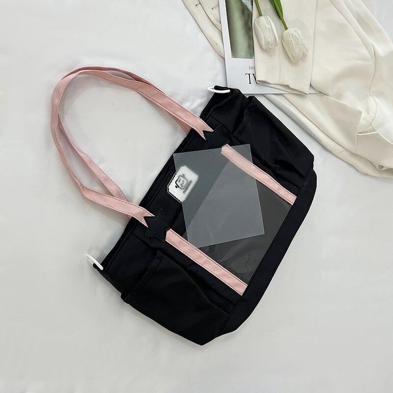 

Second-dimensional cute girl transparent pain bag, student class bag, large-capacity portable shoulder bag, female messenger bag чёрный