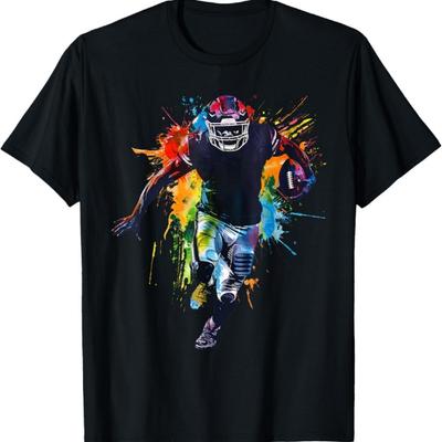 American Football Player Colorful Graphic T-Shirt