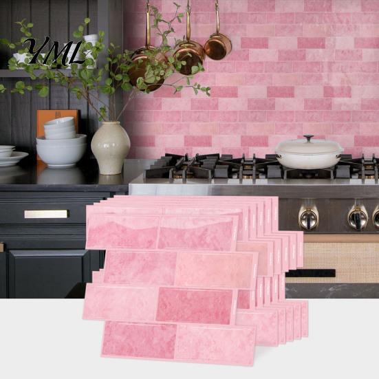 Moisture Proof Wall Panels 8PCS Faux Brick Stickers, Waterproof Adhesive Mosaic Decals, Moisture-proof Easy To Clean Backsplash Tiles Peel And