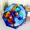 Colorful Butterfly Glass Portable Automatic Umbrella Sturdy 8-Rib Shaft Durable Plastic & Iron All-Season Travel Fashion Lovers Spiritual Gift