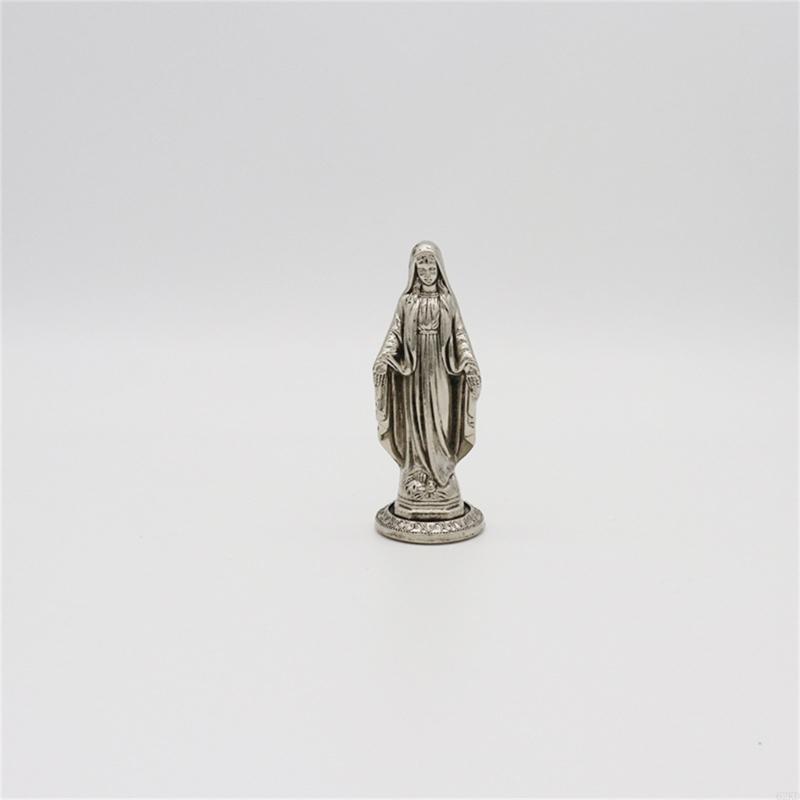 62KD Metal Maria Figurine Vintage Antique Christian Religious Figure Statue Ornament