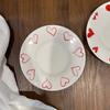 Korean Style Heart Ceramic Cup Dish Sets for Women New High Aesthetic Handle Coffee Mugs Exquisite Afternoon Tea Dessert Dish