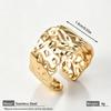18K Gold-Plated Stainless Steel Open Ring with Wide Surface Lines