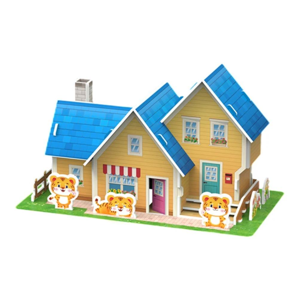 Kids 3D Stereo Puzzle Cartoon House Castle Building Model DIY Handmade Early Learning Educational Toys Gift for Children