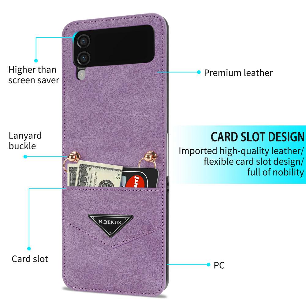 Leder Kreditkarten Handyhülle Für Samsung Galaxy Z Flip 6 Flip 5 Flip 4 3 Brieftasche Lanyard Hülle