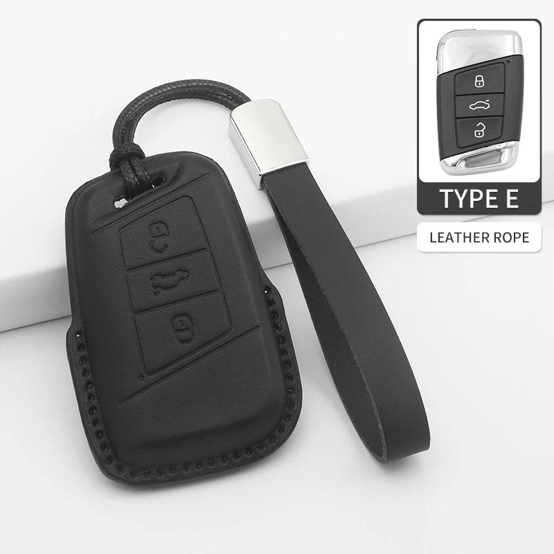 Car Key Cover For VW Volkswagen Beetle Caddy Eos Golf Jetta Polo Scirocco Tiguan Touran UP Keyless Fob Leather Car Key Bag Case