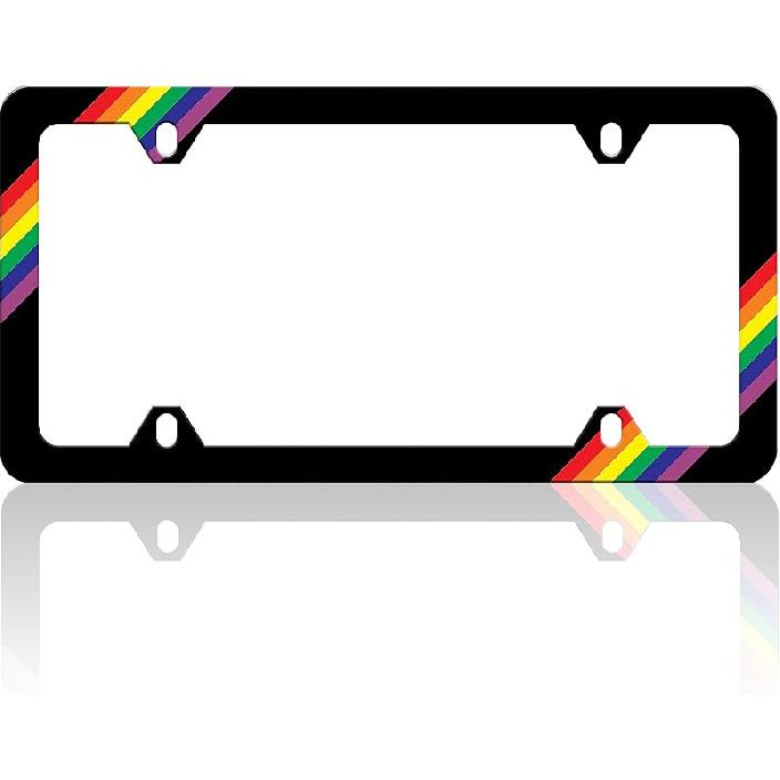 Black And White Cow Print License Plate Frame Funny Spots License Plate Frames Animal Pattern Auto Accessory Bracket Stainless Steel License Plate