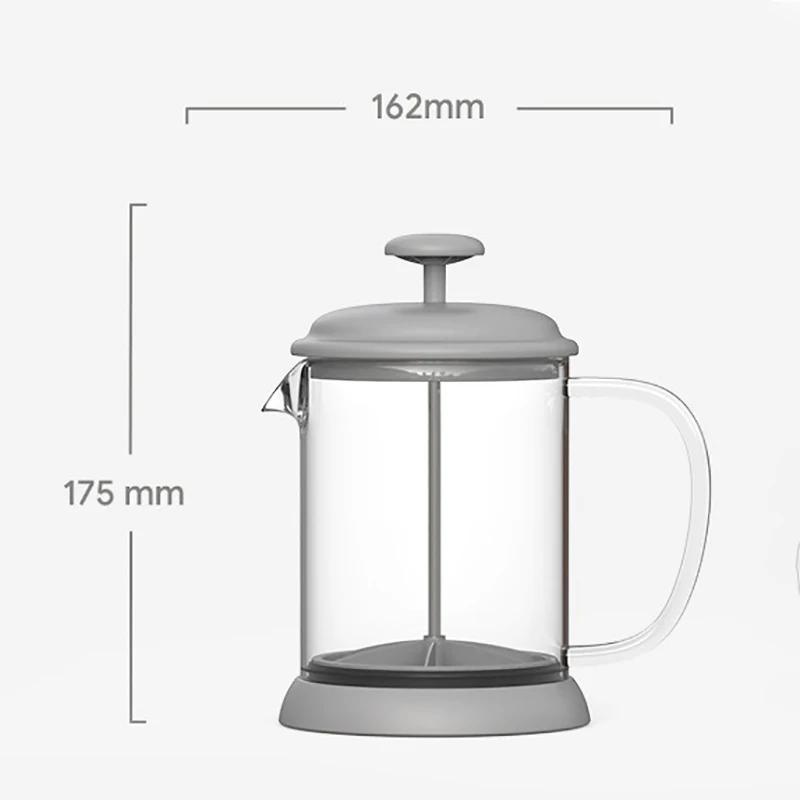 600ML Mini Skleněný French Press Hrnek Žáruvzdorný Ručně Přelévaný Francouzský Kávovar/Čajník Nerezové Filtrační Sítko Kávové Nádobí