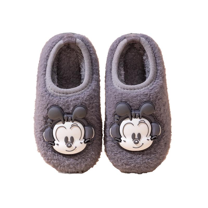 Bobodou Boys' Non-Slip Winter Indoor Cotton Shoes with Heel Cover & Fur Lining