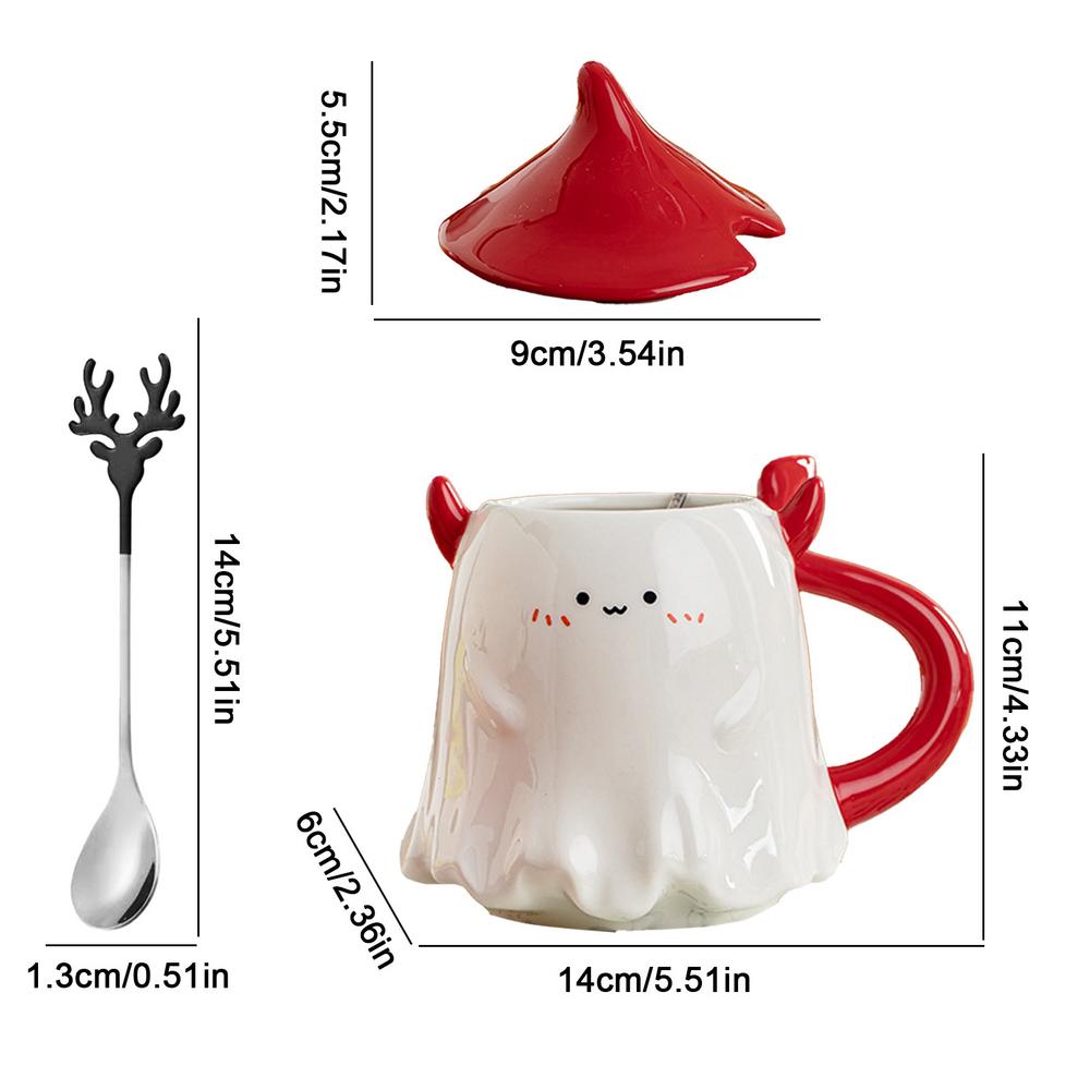 

Керамическая кружка на Хэллоуин «Дьявол», 350 мл, очаровательный мультяшный призрак, эльф, кавайные эльфы, фарфоровая чайная чашка, кружка «Маленький дьявол», чашка для молока и кофе 350ml красный