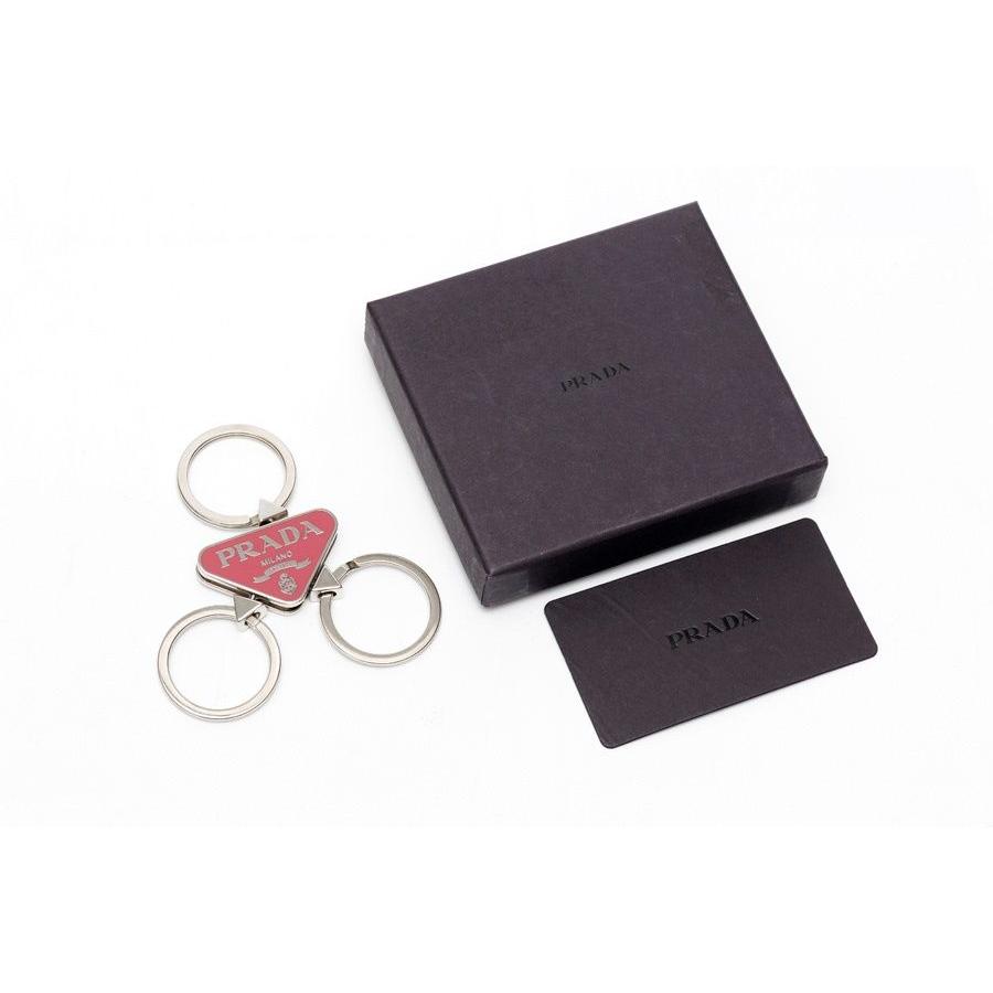 Used Prada / PRADA triangle logo key ring 1AP274 metal begonia [used]
