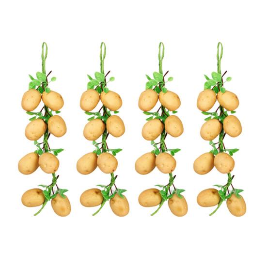 

4Pcs Artificial Fruit Vegetable Garland Wall Hanging Fake Banana Strawberry Pumpkin Tomato Cucumber Chili String Farmhouse Kitchen Decoration 4pcs U