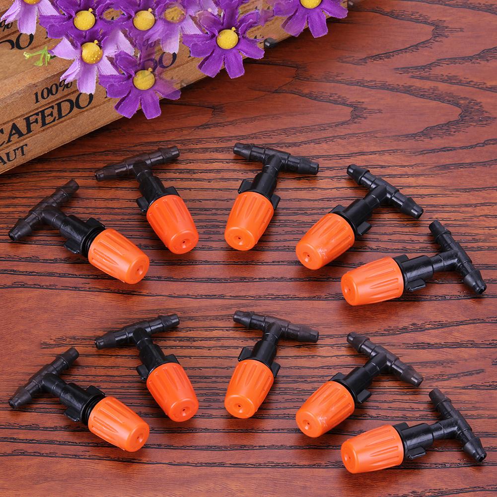 10Pcs Atomization Nozzles with Tee Connector Mist Sprinkler Drip Irrigation Misting Nozzles for Agricultural Irrigation