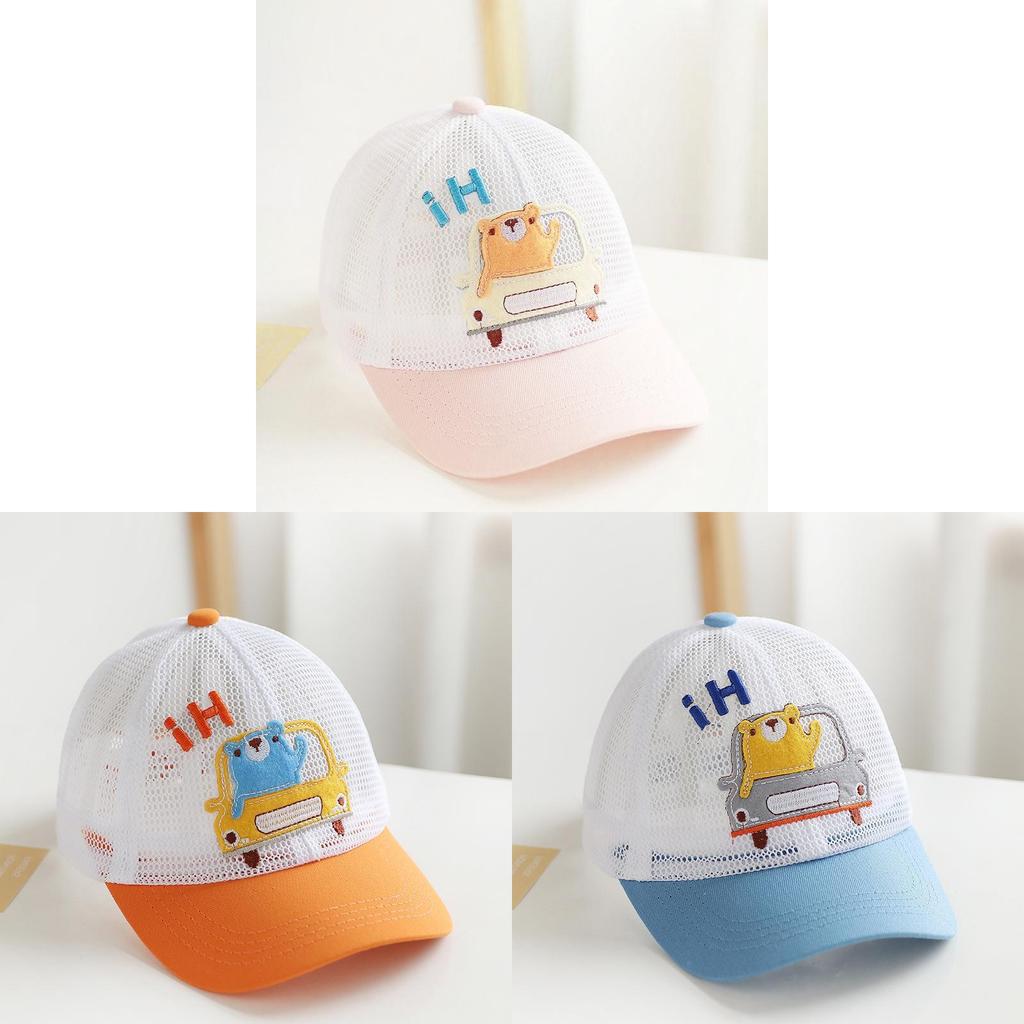 Baby Sun Hat With Embroidered Cartoon Design For Sun Protection And Summer Wear
