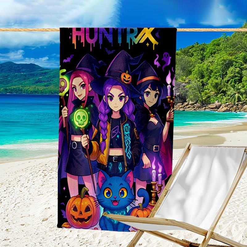 Ultra-Soft Beach Towel with KPop Demon Hunters Theme,Ideal for Pool - Camping, Diving - Perfect Travel Essential, Vibrant Beach Towel.