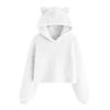 Girls' Fashion Solid Color Pullover Casual  Fleece  Ears Hooded Warm Sweater Sweatshirt