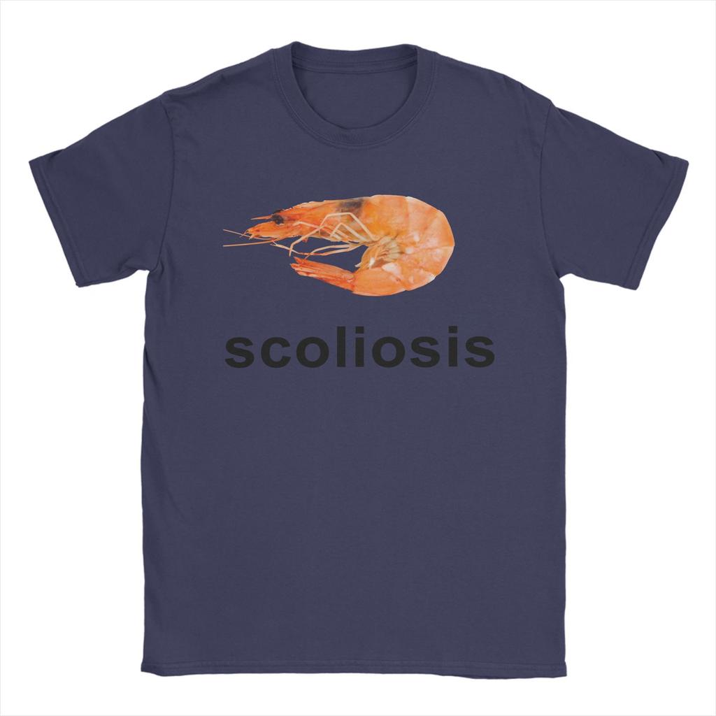 Skolioza Krewetka Krewetki Mem Koszulki Męskie 100% Bawełna Moda dla Mężczyzn Koszulki Okrągły Dekolt T-shirty Krótki Rękaw Ubrania Duży Rozmiar