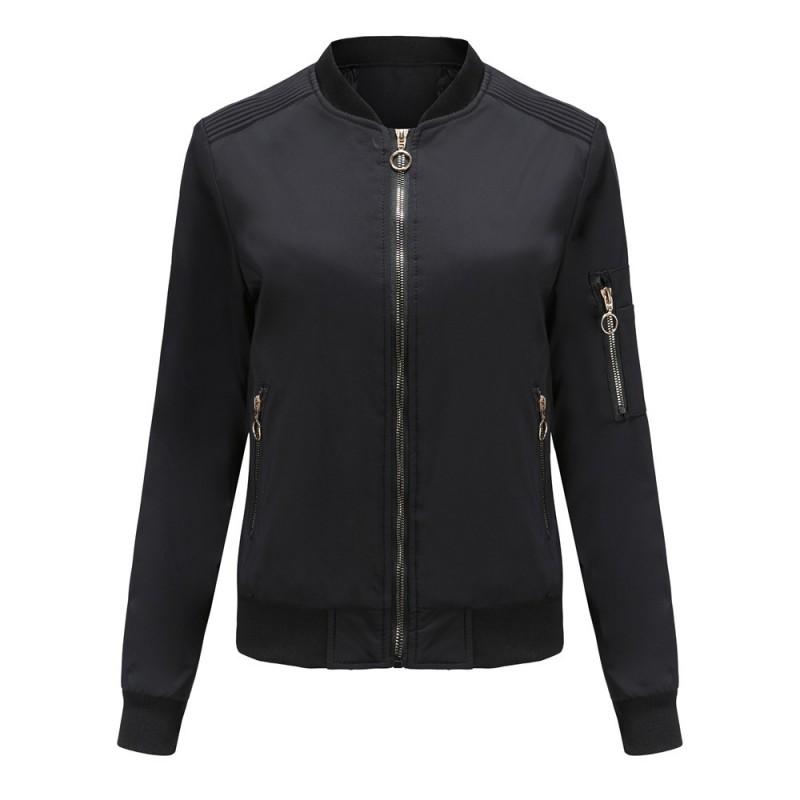 Womens Casual Lightweight Padded Jacket Winter Stand Collar Zip Front Solid Color Streetwear