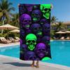 Vibrant Rainbow Skull Beach Towel Graffiti Art Horror Towel for Teens Great for Summer Camping and Parties