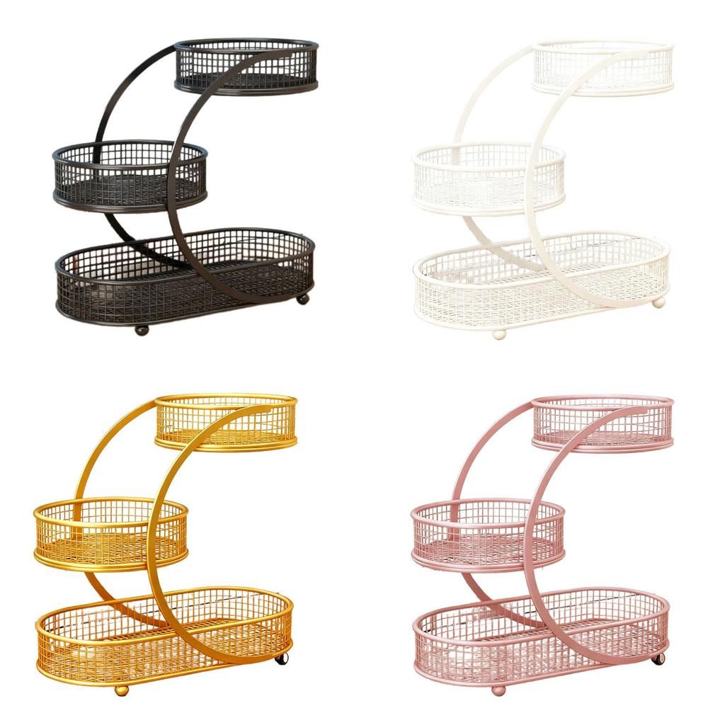 Fruit and Vegetable Storage Basket Rack Metal Iron Organizer Holder for Home Office Counter Kitchen Use