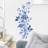 Blue Peony Flower Self Adhesive Removable Wall Sticker for Living Room Bedroom Hallway Home Decor