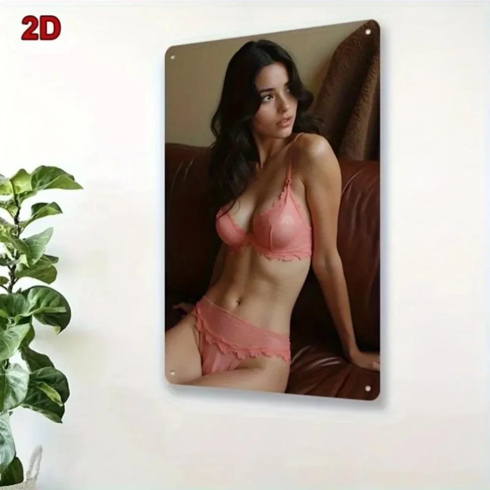 Metalowa Sztuka Ścienna Różowa Retro Koronkowa Dekoracja do Sypialni Domowego Biura Łatwa Instalacja Kawiarni Baru Prezent