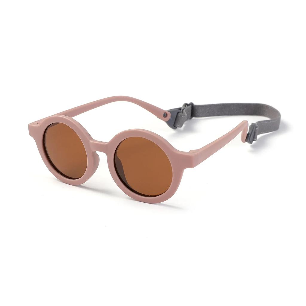 Kids Round TAC Baby Sunglasses Flexible Soft Frame with Strap for Toddler Boys Girls Age 0-3