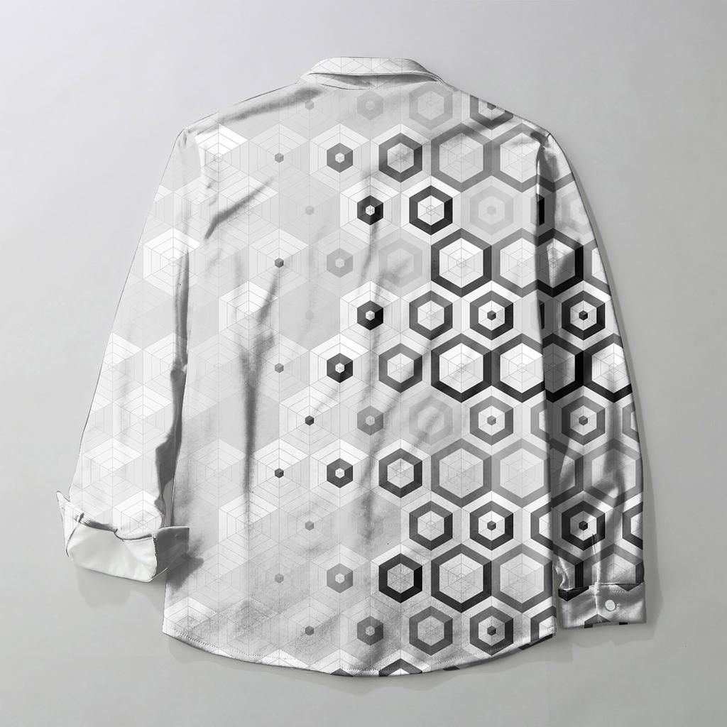 Pánská módní ležérní bunda s klopou na knoflíky a dlouhým rukávem s potiskem cardigan