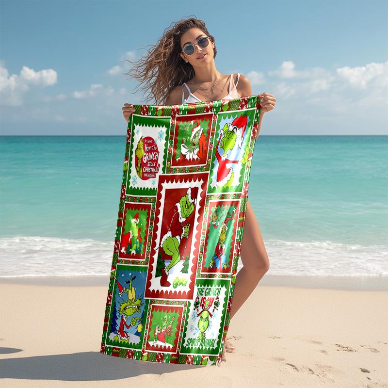 Christmas Gift Oscar Comedy Movie How the Grinch Stole Christmas soft beach towel outdoor camping vacation swinging beach scarf decorative blanket B11