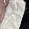Women Goth Furry Leg Warmers Socks Harajuku Ribbon Bowknot Leggings Boots Cover