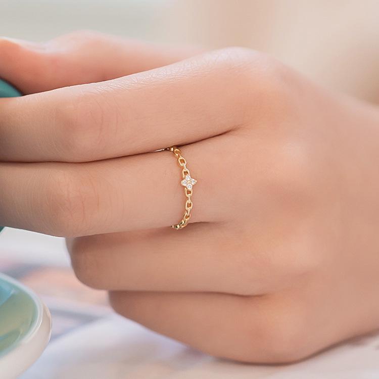 

Кольцо из стерлингового серебра 925 пробы с золотым покрытием | Модный дизайн в стиле инс для женщин US Size 9