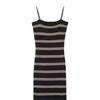 Summer striped knitted suspender dress women's temperament slim-fitting royal sister hip skirt light and mature wind medium and long skirt