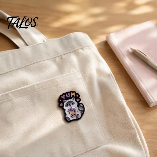 Cartoon Animal Lapel Pin Raccoon Brooch Pin, Decorative Enamel Badge, Alloy Scarves Pins for Jackets Backpacks Hats Bags Metal
