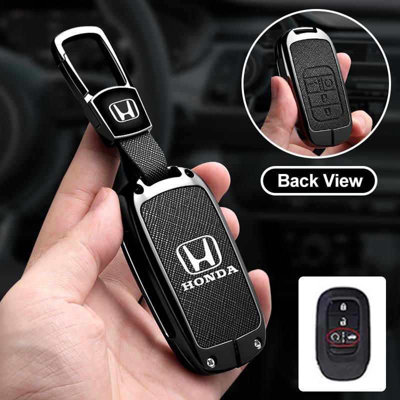 Leather Car Remote Key Case Cover Protector Key 2/3/4 Buttons Shell Fob Keychain For Honda Civic Accord HR-V CR-V CRV 2022 2023