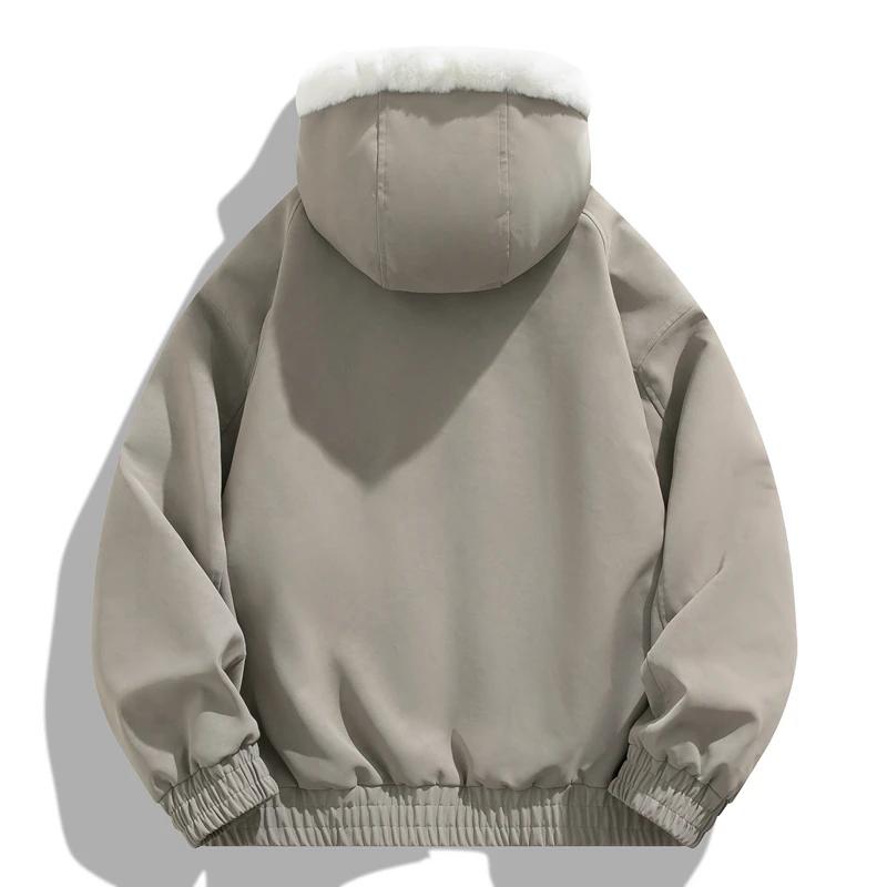 Men Winter Hooded Faux Suede Jacket Men Thick Fleece Lined Coats Male Loose Warm Casual Outerwear Male Wool Liner Parkas