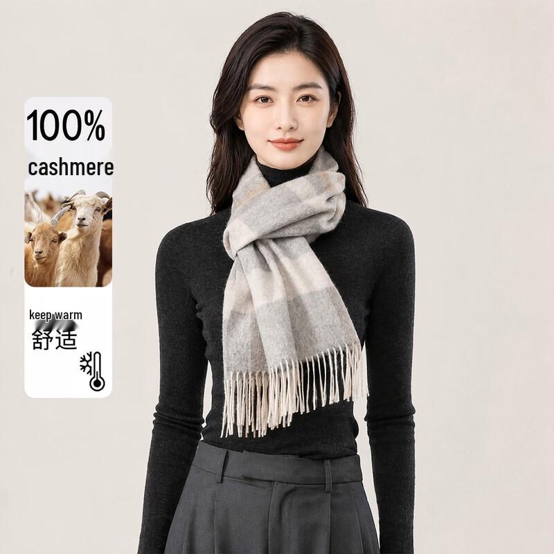 Tianshan 100% Cashmere Plaid Scarf