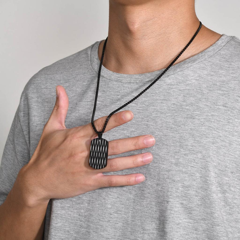 Mprainbow Mens Dog Tag Necklaces, Waterproof Stainless Steel Geometric Pendant Collar Birthday Gifts for Father Dad Husband Son