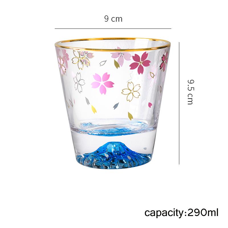 290ml Japon Tarzı Fuji Dağı Sakura Cam Bardak Cam Pembe Sevimli Su Bardağı Çay Kaşıklı Çay Bardağı Deinkwaie