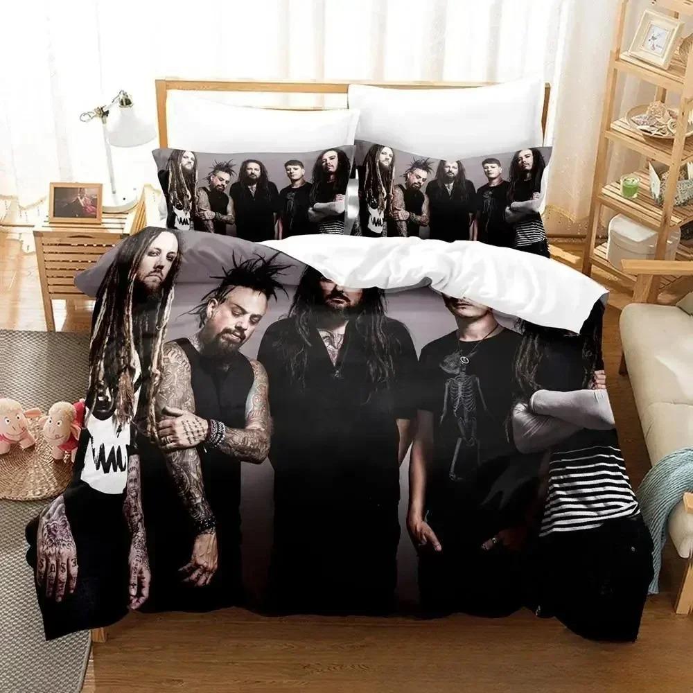 3D Printed Korn Rock Band Pieces Duvet Cover Pillowcase Bedding Set Single/Twin/Full/Queen Size Boys Girls Adults Bedroom Decor