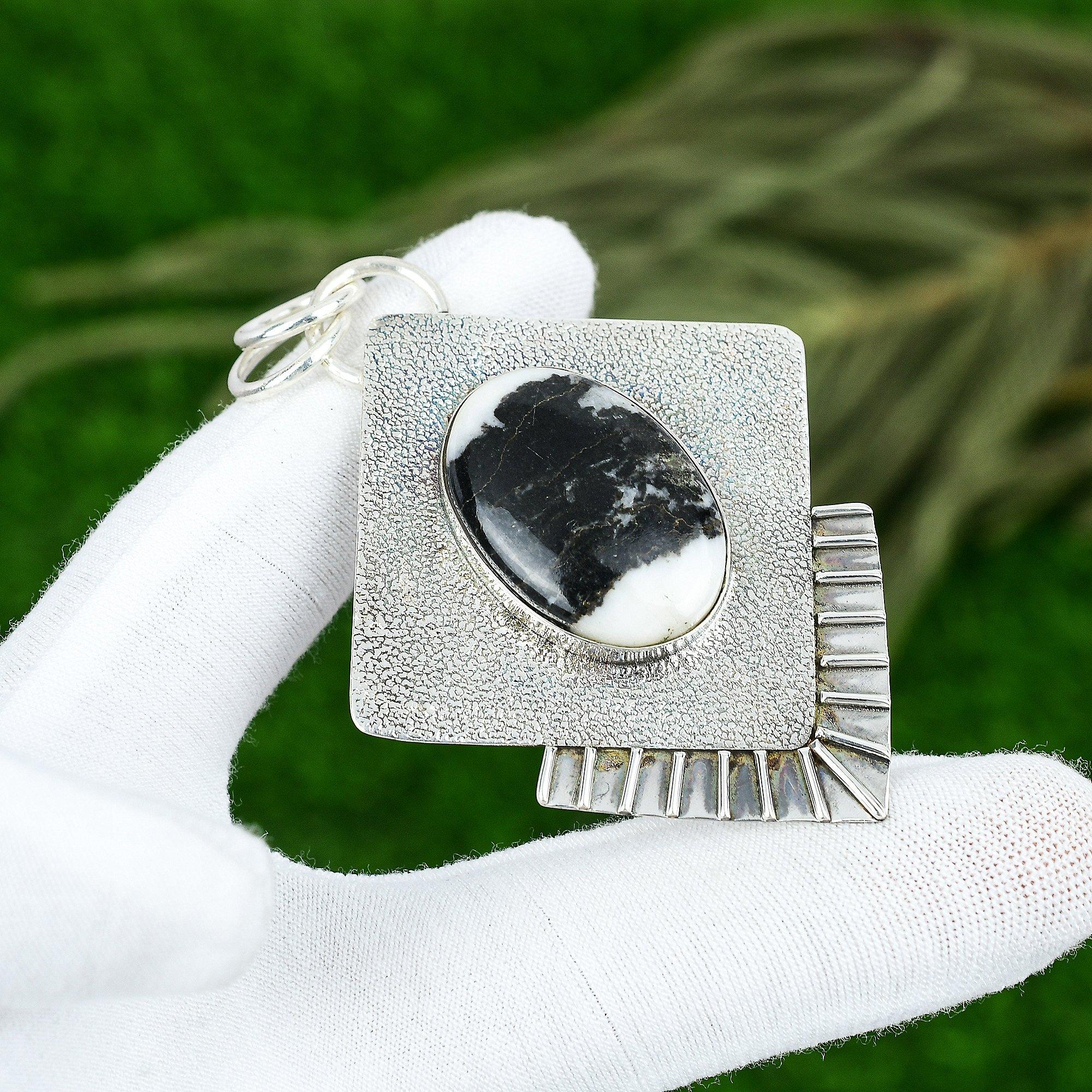 

Sisters Day Deal 925 Silver Oval Zebra Jasper Stone Anniversary Pendant Jewelry