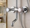 1PC Shower Faucet 4-Point Pipe Connection Copper Dual Handle Shower Mixer Tap Wall Mounted Hot Cold Water Bath Faucet Parts