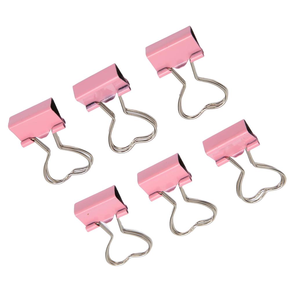 60pcs Binder Clips with Heart Shaped Handle Pink Strong Clamping Force Paper Binder Clips for Tickets Clothes
