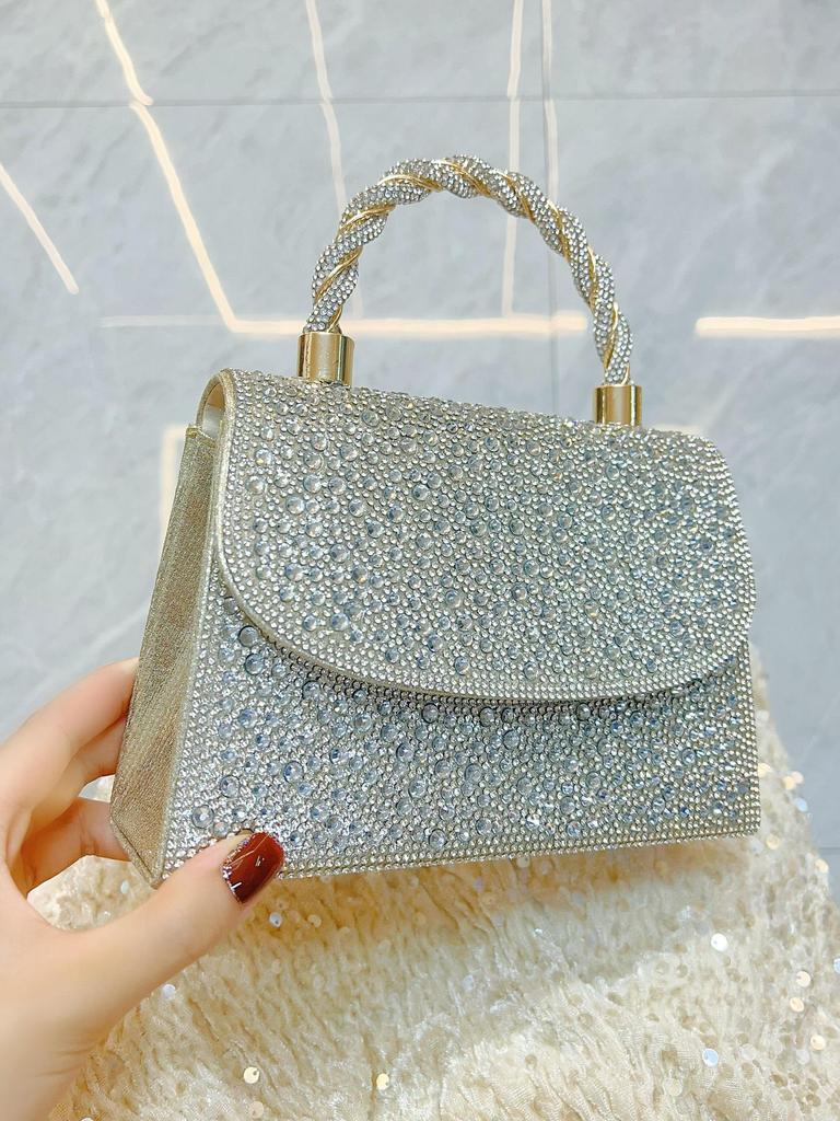 Elegant French Diamond Rhinestone Evening Handbag