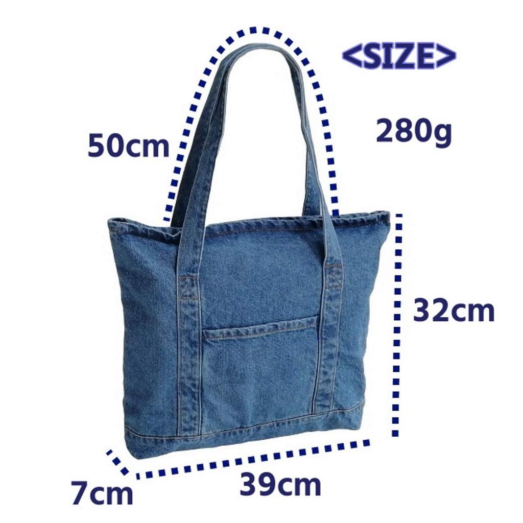 APOSITV Damen Jeans-Tragetasche mit Reißverschluss, Umweltfreundlich, Einfache Jeans-Tasche (Hellblau)