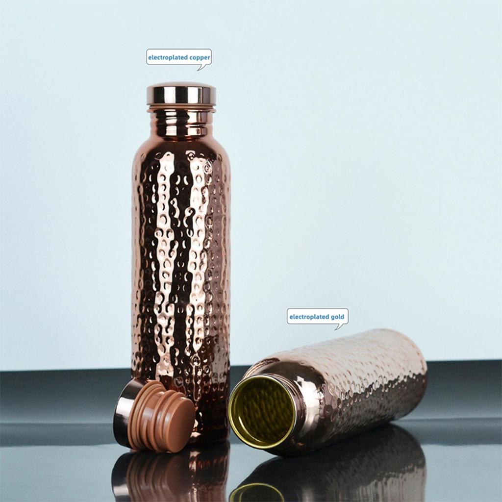 Hammered Water Bottle Portable Handcrafted Metal 800ml Water Vessel Drink Bottle for Hiking Office Outdoor Fishing Backpacking