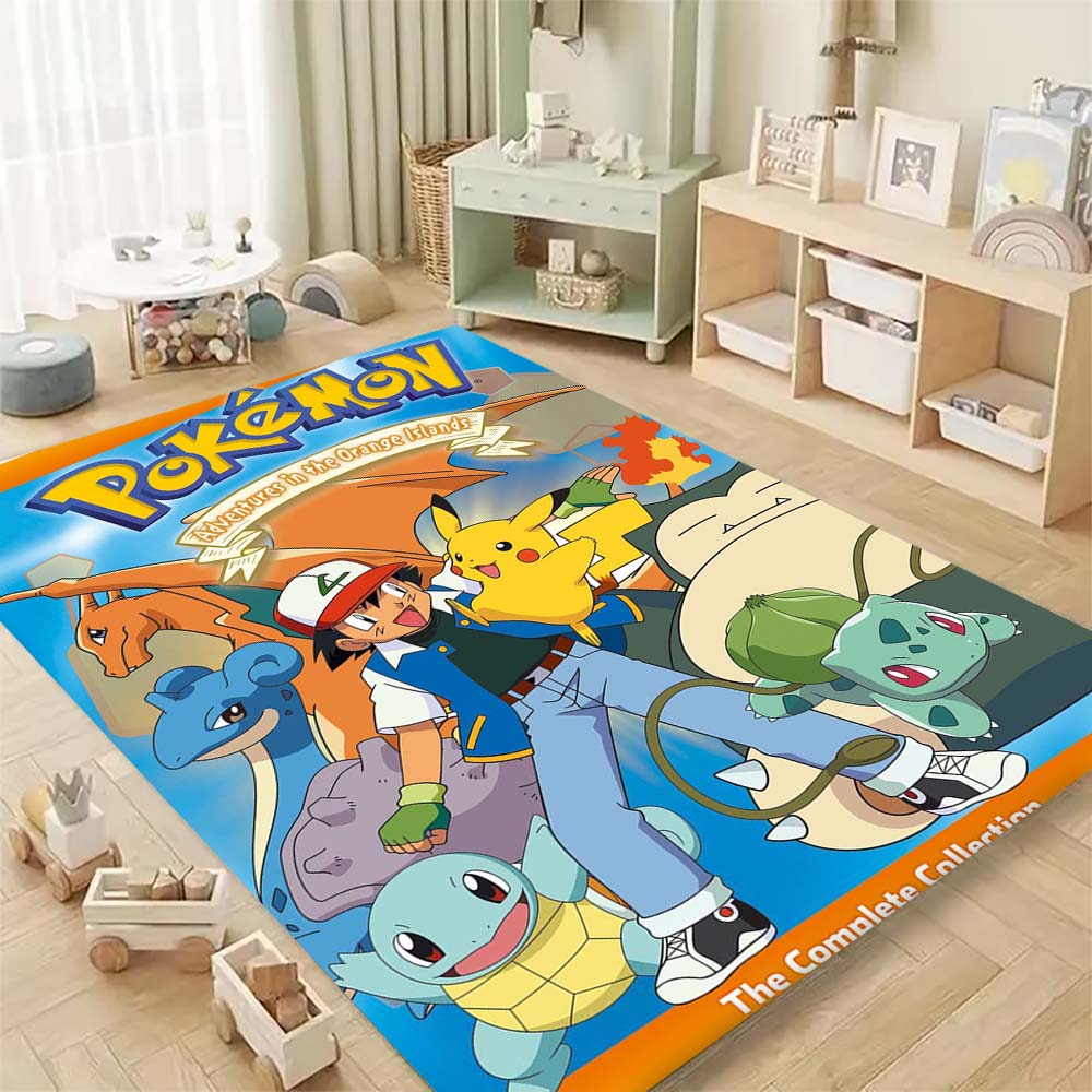 Pokémon-themed printed non-slip decorative rug, cute cartoon welcome mat, a great gift for friends and family.
