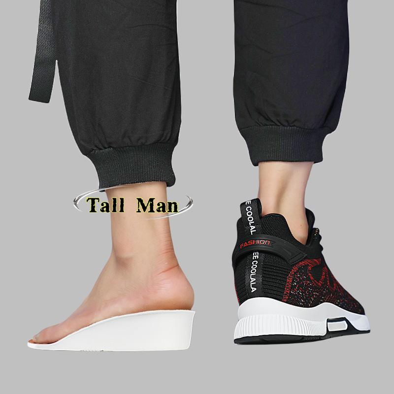 Lift Sneakers Men Height Increase Insoles 6cm  Casual Booster Shoes Loafers Plus Size 36-44